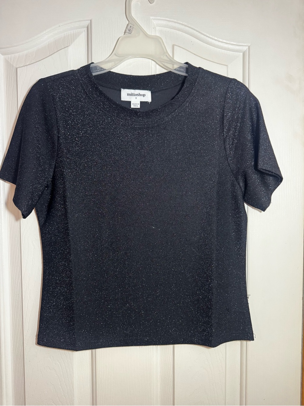 Black Metallic Short Sleeve Tee Small
